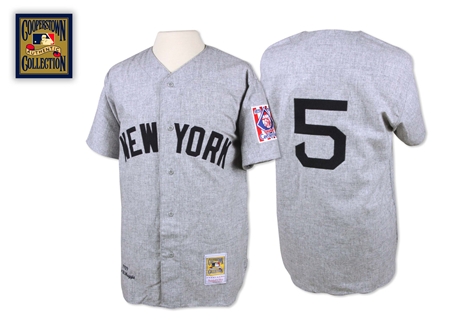 Mitchell And Ness 1939 Yankees #5 Joe DiMaggio Grey Stitched MLB Jersey - Click Image to Close